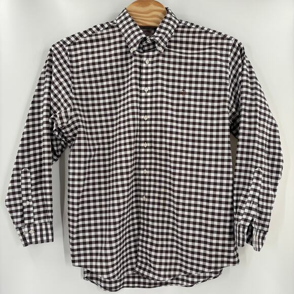 Brooks Brothers XL Brown White Check Plaid Long Sleeve Button Down Shirt - Picture 4 of 5